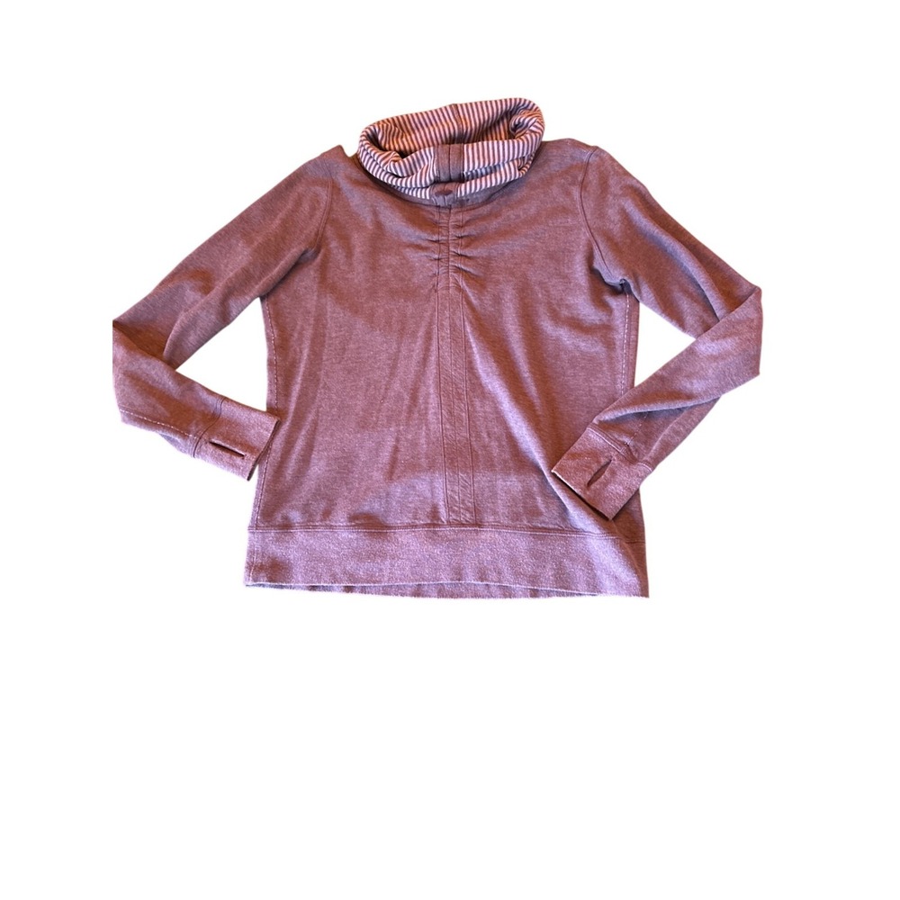 Lululemon Purple Striped Cowl Neck Long Sleeve Top Size 4 Athleisure Sporty